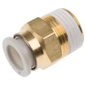 SMC Pneumatic Fitting 10mm Push-in Tube Connection, Male 3/8 in R Thread, Electroless Nickel Plated Brass, Max KQ2H10-03AS