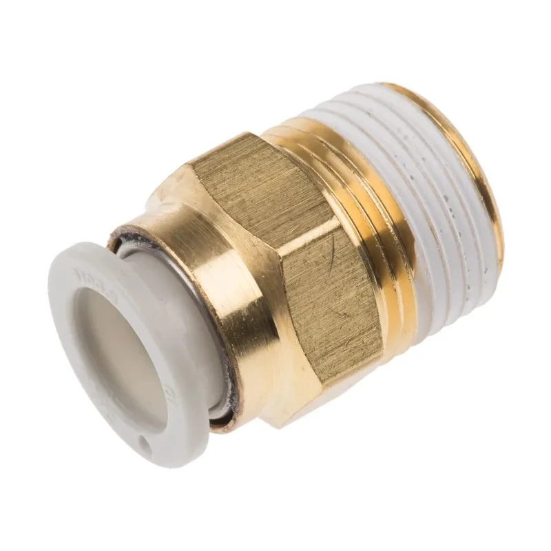 SMC Pneumatic Fitting 10mm Push-in Tube Connection, Male 3/8 in R Thread, Electroless Nickel Plated Brass, Max KQ2H10-03AS