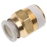 SMC Pneumatic Fitting 10mm Push-in Tube Connection, Male 3/8 in R Thread, Electroless Nickel Plated Brass, Max KQ2H10-03AS