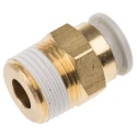 SMC Pneumatic Fitting 10mm Push-in Tube Connection, Male 3/8 in R Thread, Electroless Nickel Plated Brass, Max KQ2H10-03AS