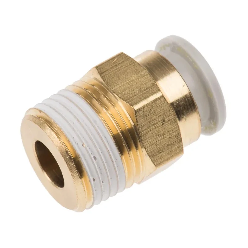 SMC Pneumatic Fitting 10mm Push-in Tube Connection, Male 3/8 in R Thread, Electroless Nickel Plated Brass, Max KQ2H10-03AS