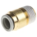 SMC Pneumatic Fitting 8mm Push-in Tube Connection, Male 1/4 in R Thread, Brass Electroless Nickel Plated KQ2S08-02AS
