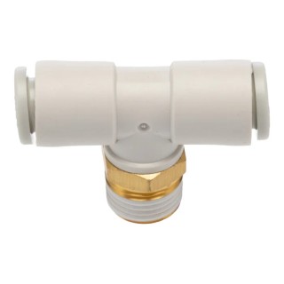 SMC Pneumatic Fitting Push-in 6 mm Connection Threaded Branch, Electroless Nickel Plated Brass KQ2T06-01AS