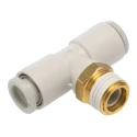 SMC Pneumatic Fitting Push-in 6 mm Connection Threaded Branch, Electroless Nickel Plated Brass KQ2T06-01AS