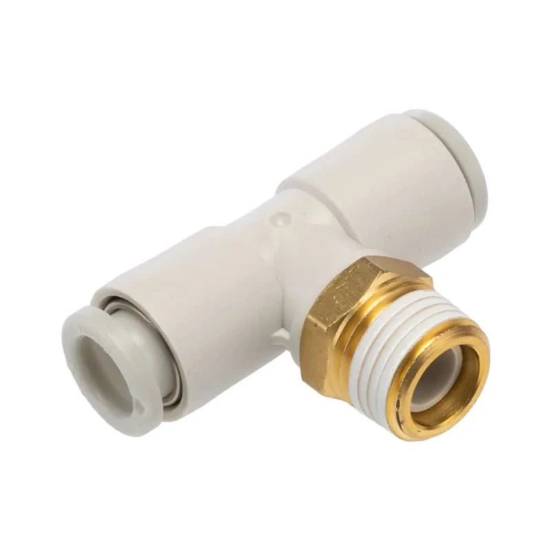 SMC Pneumatic Fitting Push-in 6 mm Connection Threaded Branch, Electroless Nickel Plated Brass KQ2T06-01AS