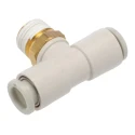 SMC Pneumatic Fitting Push-in 6 mm Connection Threaded Branch, Electroless Nickel Plated Brass KQ2T06-01AS