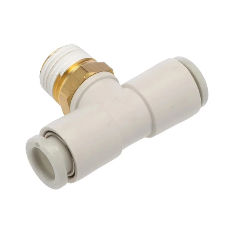 SMC Pneumatic Fitting Push-in 6 mm Connection Threaded Branch, Electroless Nickel Plated Brass KQ2T06-01AS