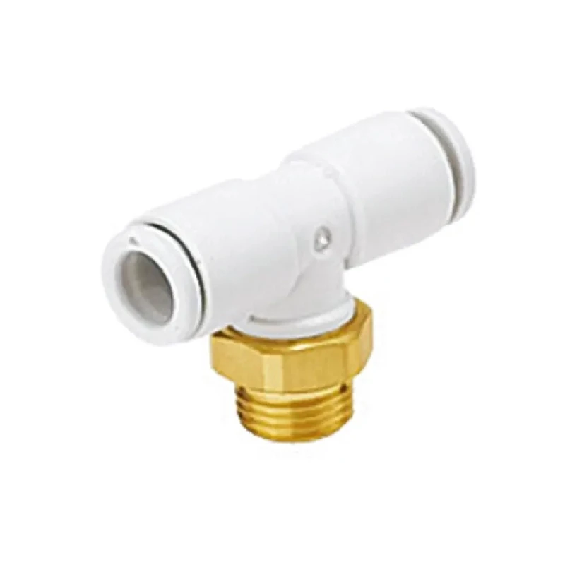 SMC Pneumatic Push-in Fitting 8 mm Connection, Threaded Branch, Electroless Nickel Plated Brass, Compliant with KQ2T08-02AS