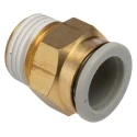 SMC Brass 16mm Push-in Pneumatic Fitting, R 1/2 in Thread, JIS B0205 B0203 Standard, Electroless Nickel Plated KQ2H16-04AS