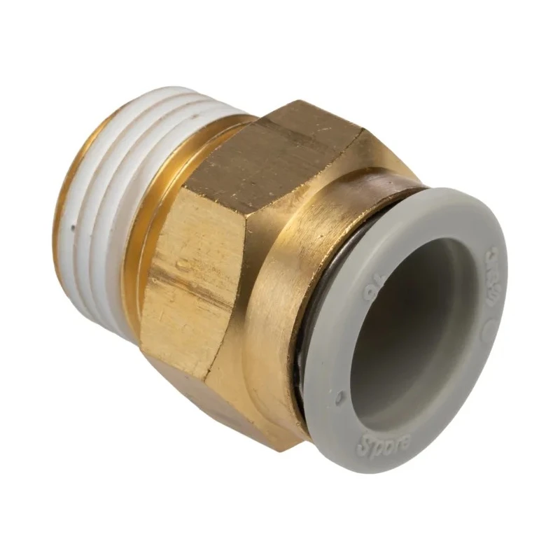 SMC Brass 16mm Push-in Pneumatic Fitting, R 1/2 in Thread, JIS B0205 B0203 Standard, Electroless Nickel Plated KQ2H16-04AS