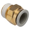 SMC Brass 16mm Push-in Pneumatic Fitting, R 1/2 in Thread, JIS B0205 B0203 Standard, Electroless Nickel Plated KQ2H16-04AS