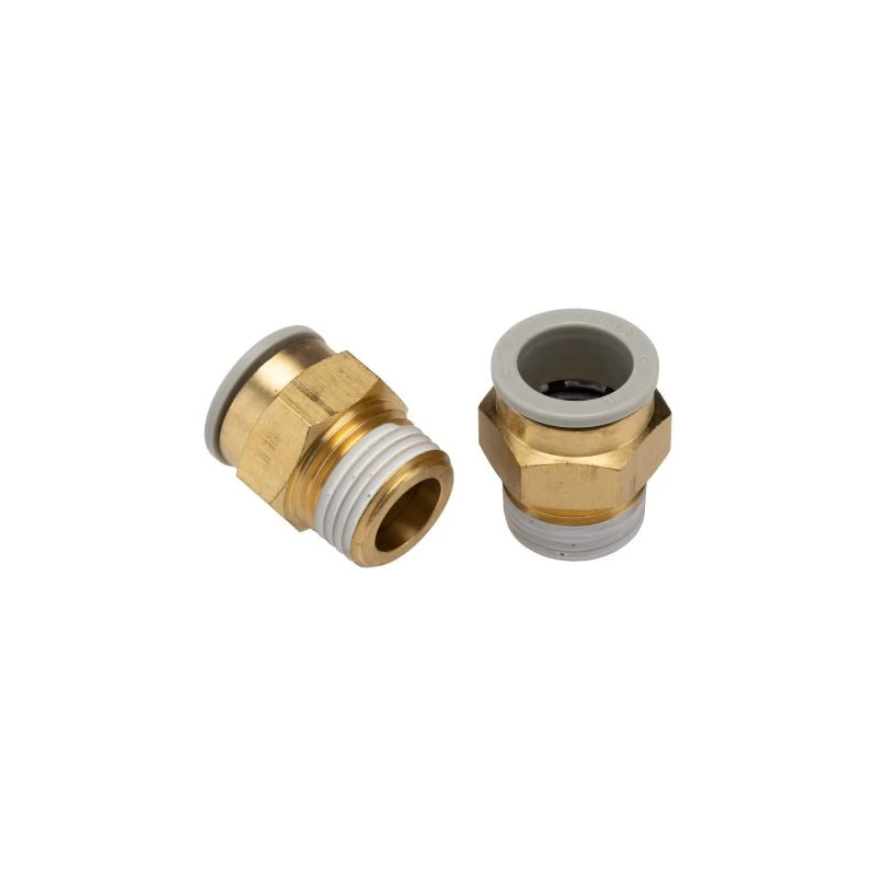 SMC Brass 16mm Push-in Pneumatic Fitting, R 1/2 in Thread, JIS B0205 B0203 Standard, Electroless Nickel Plated KQ2H16-04AS