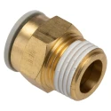 SMC Brass 16mm Push-in Pneumatic Fitting, R 1/2 in Thread, JIS B0205 B0203 Standard, Electroless Nickel Plated KQ2H16-04AS