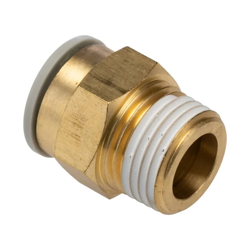 SMC Brass 16mm Push-in Pneumatic Fitting, R 1/2 in Thread, JIS B0205 B0203 Standard, Electroless Nickel Plated KQ2H16-04AS