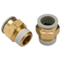 SMC Brass 16mm Push-in Pneumatic Fitting, R 1/2 in Thread, JIS B0205 B0203 Standard, Electroless Nickel Plated KQ2H16-04AS