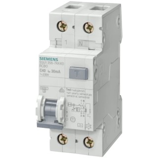 Siemens Residual Current Circuit Breaker with Overload Protection 32A 1-Pole 30mA Trip Sensitivity DIN Rail 5SU1356-7KK32