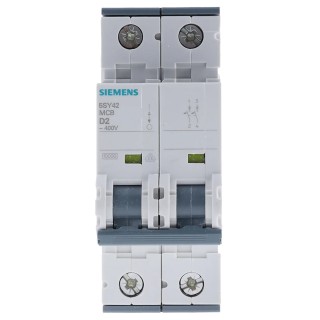 Siemens SENTRON Miniature Circuit Breaker 2-Pole 2A Type D 440V AC 60V DC 10 kA Breaking Capacity 5SY4202-8