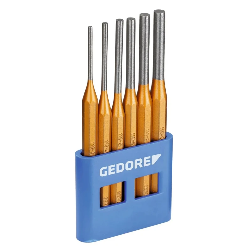 Gedore Pin Punch Set 6-Piece, Silver Steel Chrome Vanadium, 10.0mm Shank 116 A