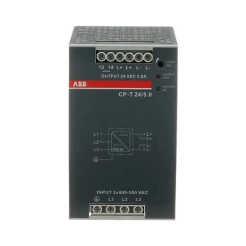 ABB CPT Switched Mode DIN Rail Power Supply AC/DC Input 820 V dc 575 V ac, Output 24 V dc 5 A 1SVR427054R0000 CP-T 24/5.0