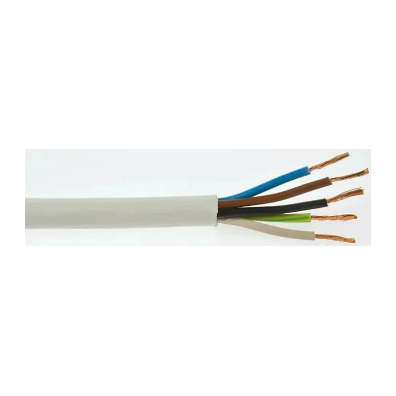 RS PRO 100 m 5 Core White Polyvinyl Chloride 300 to 500V Flame Retardant Power Cable H05VV-F