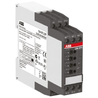 ABB CM-SFS Current Monitoring Relay 1 Phase DPDT 0.3A to 15A 240 V AC/DC DIN Rail Mount 1SVR730760R0500 CM-SFS.22S