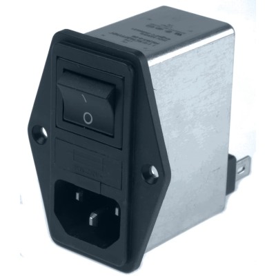 Schaffner 250V AC 7.2A Flange IEC Filter Male 2 Pole 1 Fuse Faston FN283-6-06