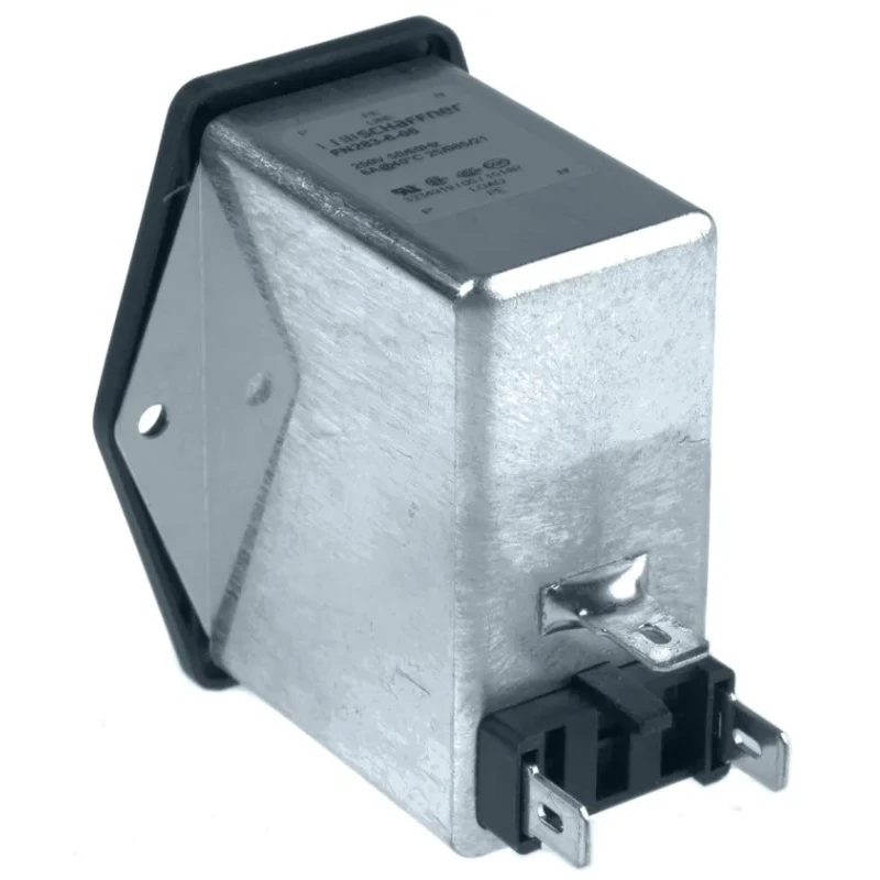 Schaffner 250V AC 7.2A Flange IEC Filter Male 2 Pole 1 Fuse Faston FN283-6-06