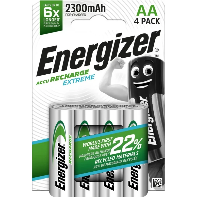 Energizer Rechargeable AA NiMH Battery 2.3 Ah Capacity 1.2 V Nominal Voltage - Pack of 4 7638900416893
