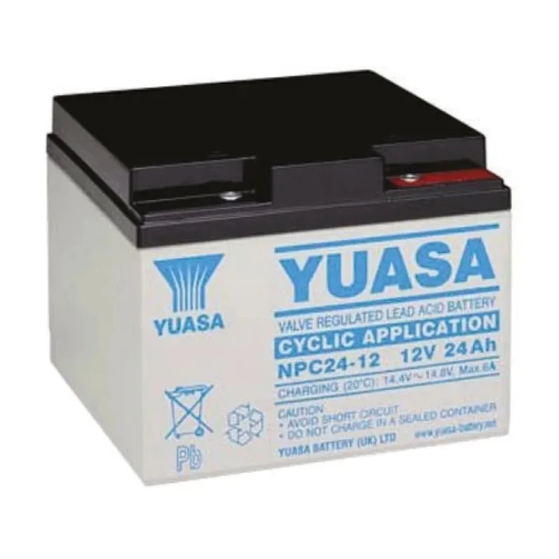 Yuasa 12 V Sealed Lead Acid Battery 24 Ah AGM Construction 175mm x 125mm NPC24-12