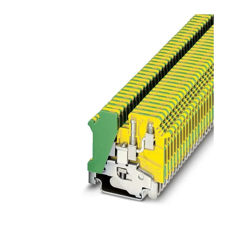 Phoenix Contact Earth Terminal Block UK 3-TWIN-PE Series, Green Yellow, Feed Through, 2-Level Fused, Screw 1923128
