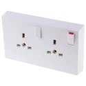 RS PRO 13A White 2 Gang Plug Socket Converter Socket Indoor Type G British 230V 776-8431