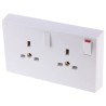 RS PRO 13A White 2 Gang Plug Socket Converter Socket Indoor Type G British 230V 776-8431