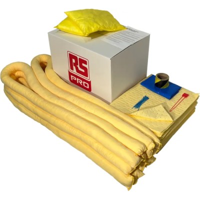 RS PRO Chemical Spill Kit 120 Litre Absorbent Capacity with Pads, Socks, Pillows, and Hazard Waste Accessories 776-9712