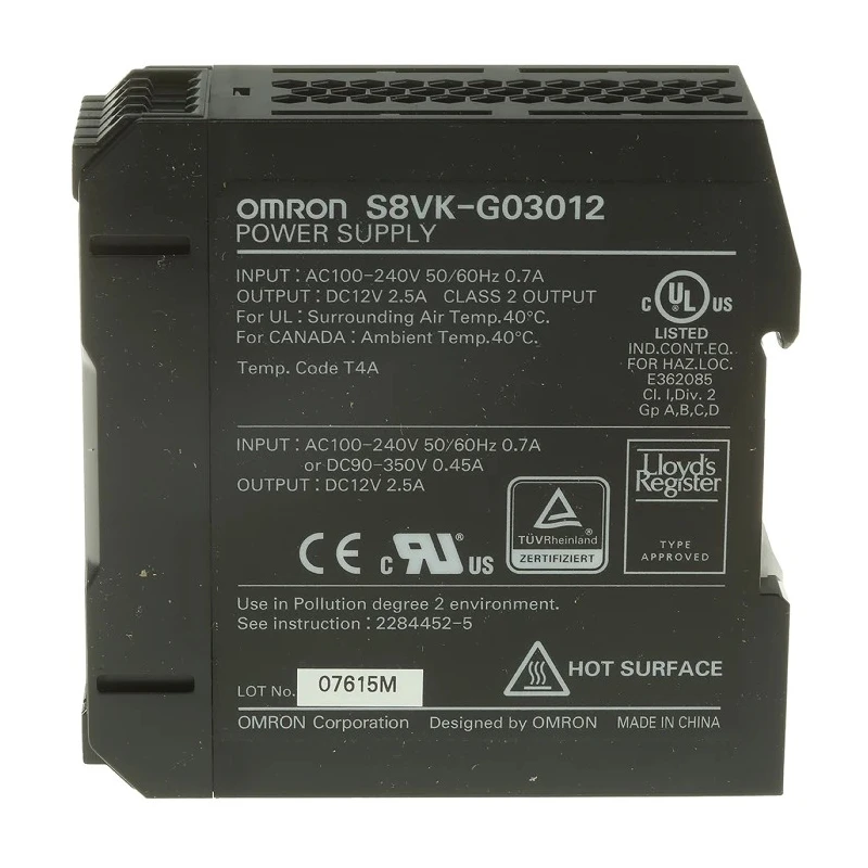 Omron S8VK-G Switched Mode DIN Rail Power Supply 100-240V AC 90-350V DC Input 12V DC Output 2.5A 30W 