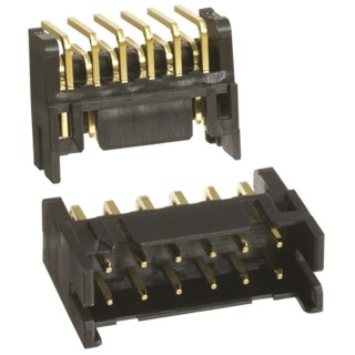 Hirose DF11 Series Right Angle Through Hole PCB Header 12 Contacts 2 mm Pitch 2 Row Shrouded DF11