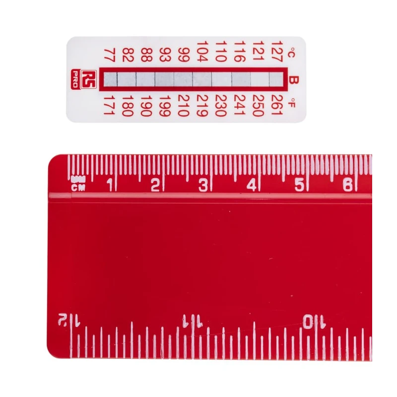 RS PRO Temperature Sensitive Label 77 °C to 127 °C 10 Levels 51mm x 18mm 779-9772