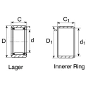 IKO Nippon Thompson Needle Roller Bearing TAFI203220, 20 mm ID, 32 mm OD, Open End Type, 17000 rpm MAX Speed Oil