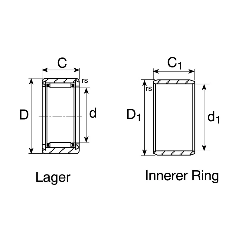 IKO Nippon Thompson Needle Roller Bearing TAFI203220, 20 mm ID, 32 mm OD, Open End Type, 17000 rpm MAX Speed Oil