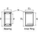 IKO Nippon Thompson Needle Roller Bearing TAFI203220, 20 mm ID, 32 mm OD, Open End Type, 17000 rpm MAX Speed Oil