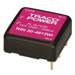 TRACOPOWER DC/DC Converter 5V dc Output, 6A, 30W, 18V to 75V Input, Shielded Metal Case, PCB Mount THN 30-4811WI