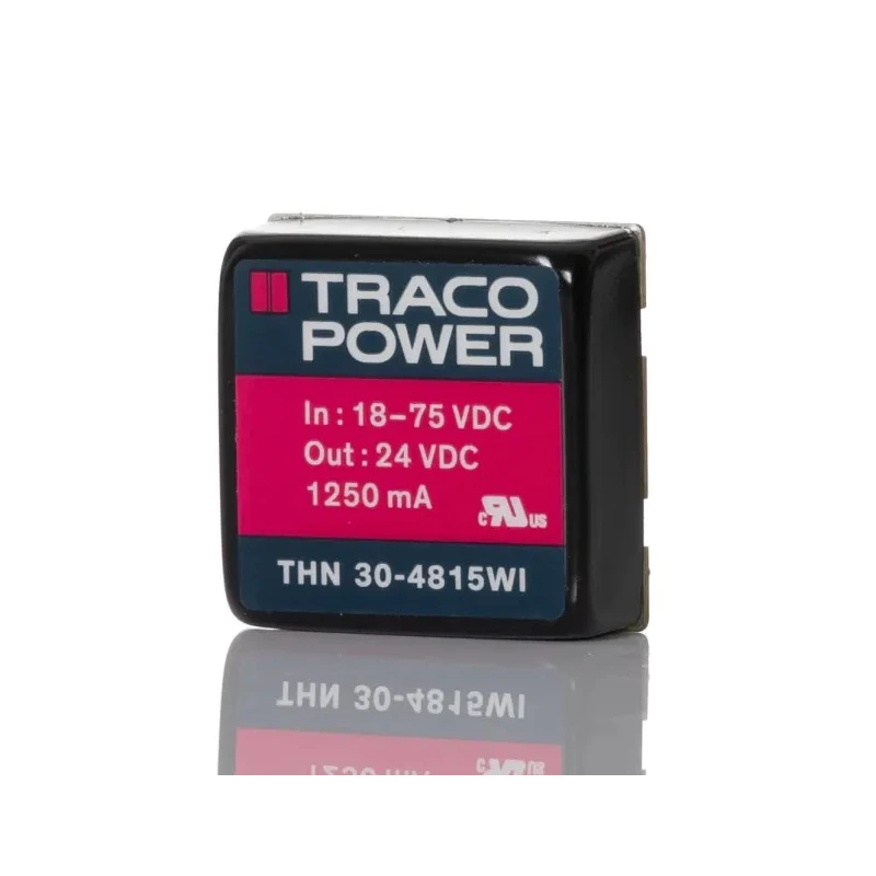 TRACOPOWER THN 30WI DC/DC Converter 24V DC 1.25A 75V DC Input 18V Input 30W PCB Mount Shielded Metal Case THN 30-4815WI