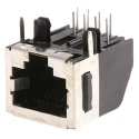TE Connectivity RJ45 Socket Female, Through Hole, Cat3 Shielded Right Angle 1 Port 8 Way 