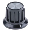 TE Connectivity 24.9 mm Diameter Black Plastic Potentiometer Knob for 6.35 mm Circular Shaft PKA70B1/4