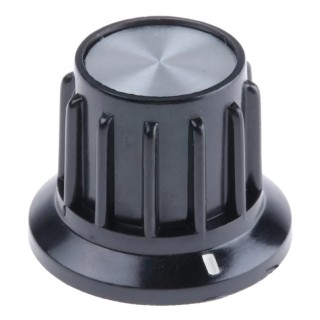 TE Connectivity 24.9 mm Diameter Black Plastic Potentiometer Knob for 6.35 mm Circular Shaft PKA70B1/4
