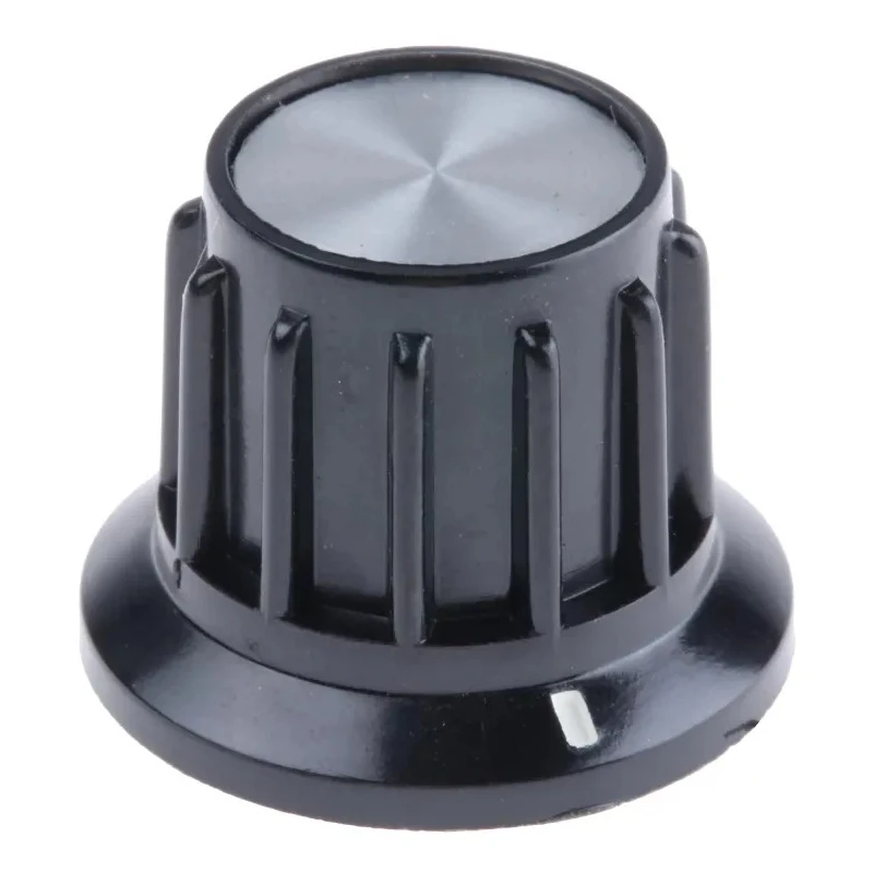 TE Connectivity 24.9 mm Diameter Black Plastic Potentiometer Knob for 6.35 mm Circular Shaft PKA70B1/4