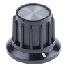 TE Connectivity 24.9 mm Diameter Black Plastic Potentiometer Knob for 6.35 mm Circular Shaft PKA70B1/4
