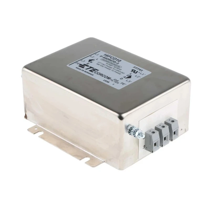 TE Connectivity Corcom FCD 16 A 480V AC 50Hz 60Hz Flange Power Line Filter Terminal Block 3 Phase 16FCD10