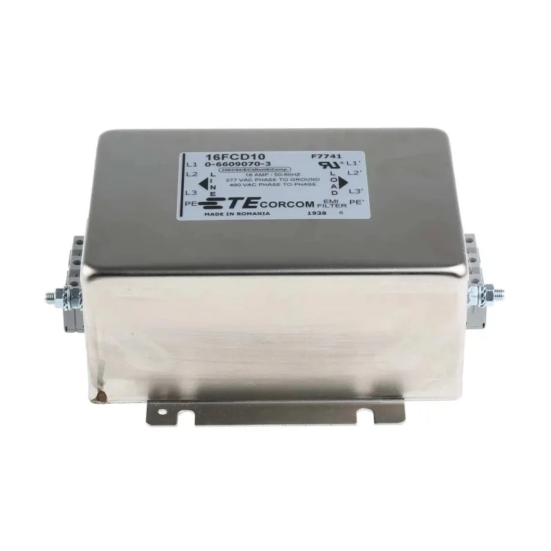 TE Connectivity Corcom FCD 16 A 480V AC 50Hz 60Hz Flange Power Line Filter Terminal Block 3 Phase 16FCD10