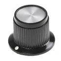TE Connectivity 19 mm Diameter Black Phenolic Potentiometer Knob with White Indicator for 6.35 mm Circular Shaft PK50B1/4