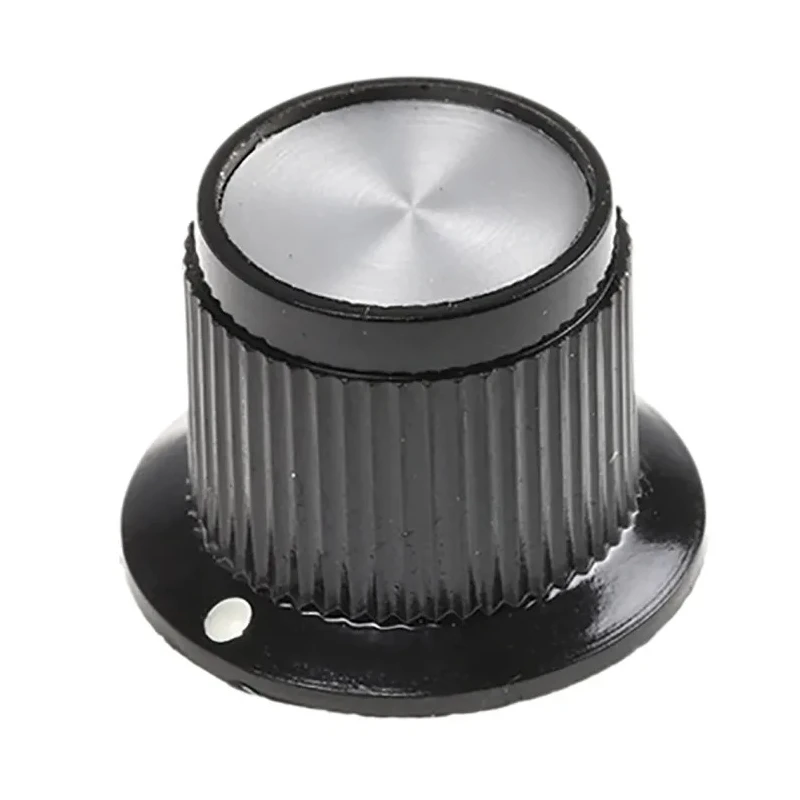 TE Connectivity 19 mm Diameter Black Phenolic Potentiometer Knob with White Indicator for 6.35 mm Circular Shaft PK50B1/4